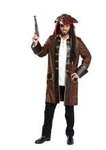 Pirat Mantel Piratenkostüm braun-gold-sc