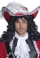 Piraten-Hut deluxe mit Feder, rot