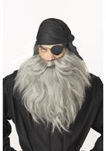 Piraten Vollbart Set grau