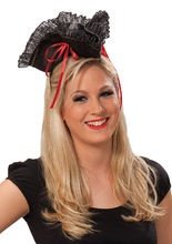 Piratin-Hut Haarreif Miniatur schwarz-ro