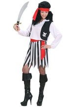 Piratin Kostüm Totenkopf schwarz-weiss