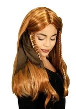 Piratin Langhaar-Perücke Zöpfe und Tuch 