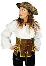 Piratin Mittelalter-Corsage braun-gold