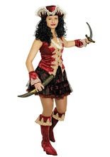 Piratin Samt-Weste rot-gold