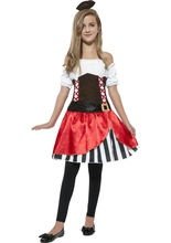 Piratin Teenager Kostüm rot-schwarz-weis