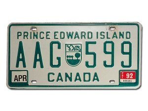 PKW-Kennzeichen aus Kanada Prince Edward