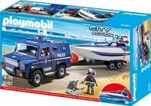 PLAYMOBIL Polizei-Truck mit Speedboot