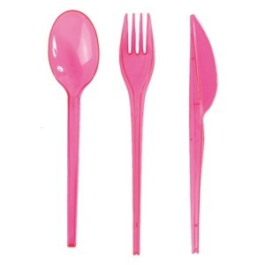 Plastikbesteck Onda, fuchsia, 30 tlg.
