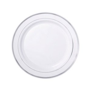 Plastikteller Silberner Rand, klein