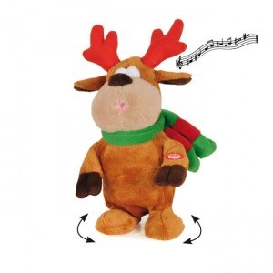 Plüschfigur Rentier, stehend mit Musik u
