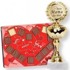 Pokal Beste Mama der Welt und Herztelegr