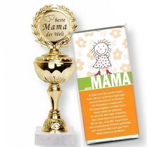 Pokal Beste Mama der Welt und Schokolade