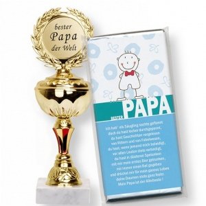 Pokal Bester Papa der Welt und Schokolad