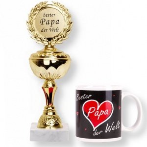 Pokal Bester Papa der Welt und Tasse Bes