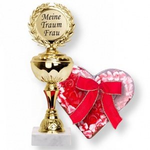 Pokal Meine Traumfrau und Weingummi-Herz
