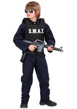 Polizist Weste SWAT für Kinder schwarz-w
