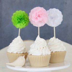 PomPom Cupcake-Topper Cherry Blossom
