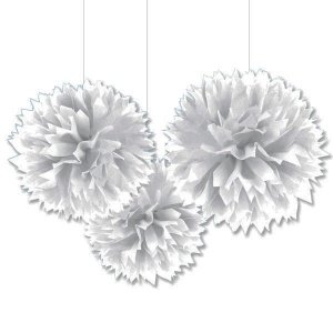 PomPoms Fluffy, 3 St., weiß