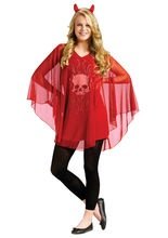 Poncho Devil Halloween Damen Cape