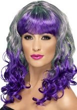 Popstar Langhaar-Perücke Locken silber-l