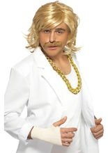 Pornostar 80er Perücke und Schnauzer blo