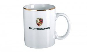 Porsche Tasse weiss mit goldrand