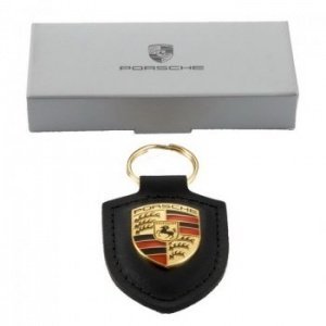 Porsche Wappen Schwarzes Leder