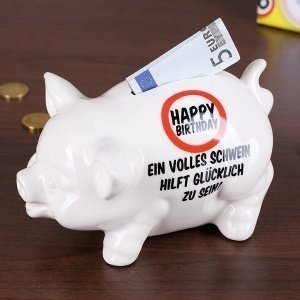 Porzellan Sparschwein für den Gebur
