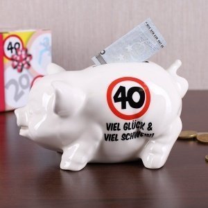 Porzellan Sparschwein zum 40. Geburtstag