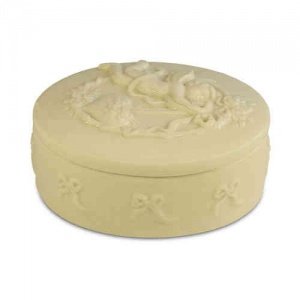 Porzellandose mit Engel, oval, Krömer