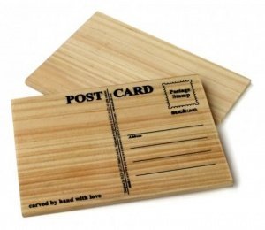 Postkarte aus Holz