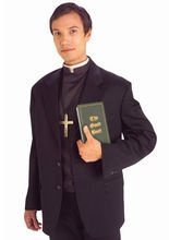 Priester-Hemd mit Kragen schwarz-weiss