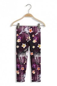 Print-Leggings mit Blüten und Einhörnern