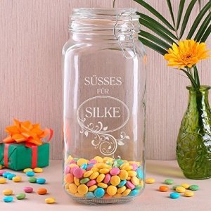 Privatglas 2 Liter Aufbewahrungsglas für Süßigkeiten mit gratis Gravur des Namens