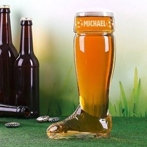 Privatglas Fußball Bierstiefel Bierglas 0,5l mit Gravur des Wunschnamens