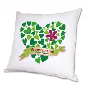 Kissen mit Blumenherz und Wunschnamen