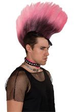 Punk Iro-Perücke Haarteil neonpink-schwa