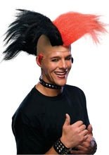 Punk Irokesen-Perücke schwarz-rot