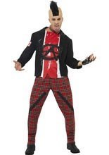 Punk Kostüm schwarz-rot-weiss