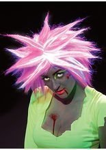 Punk UV-Perücke Stacheln pink-weiss