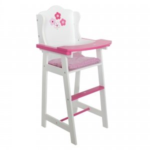 Puppen-Hochstuhl, weiß/pink