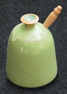 PurKeramik Jade Honigtopf mit Holzzieher