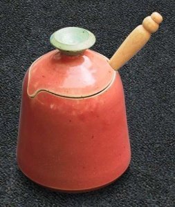 PurKeramik Koralle Honigtopf mit Holzzie