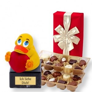 Quietscheente Ich liebe Dich und Belgisc