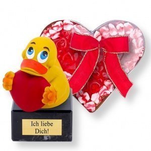 Quietscheente Ich liebe Dich und Weingum