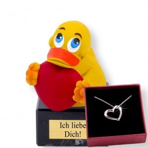 Quietscheente Ich liebe Dich und silbern