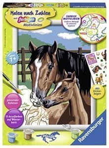 Malen nach Zahlen Pferd mit Fohlen