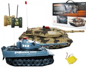 RC Panzer-Set: Königstiger und Abrams Panzer mit integriertem Infrarot Kampfsystem, Funkfernsteueru
