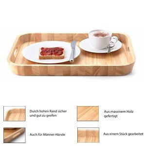 Rechteckiges Tablett aus massivem Holz, 