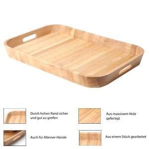 Rechteckiges Tablett aus massivem Holz, 